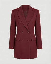 Blazer Dress Double-Breasted Brown Women's – Office, Casual
