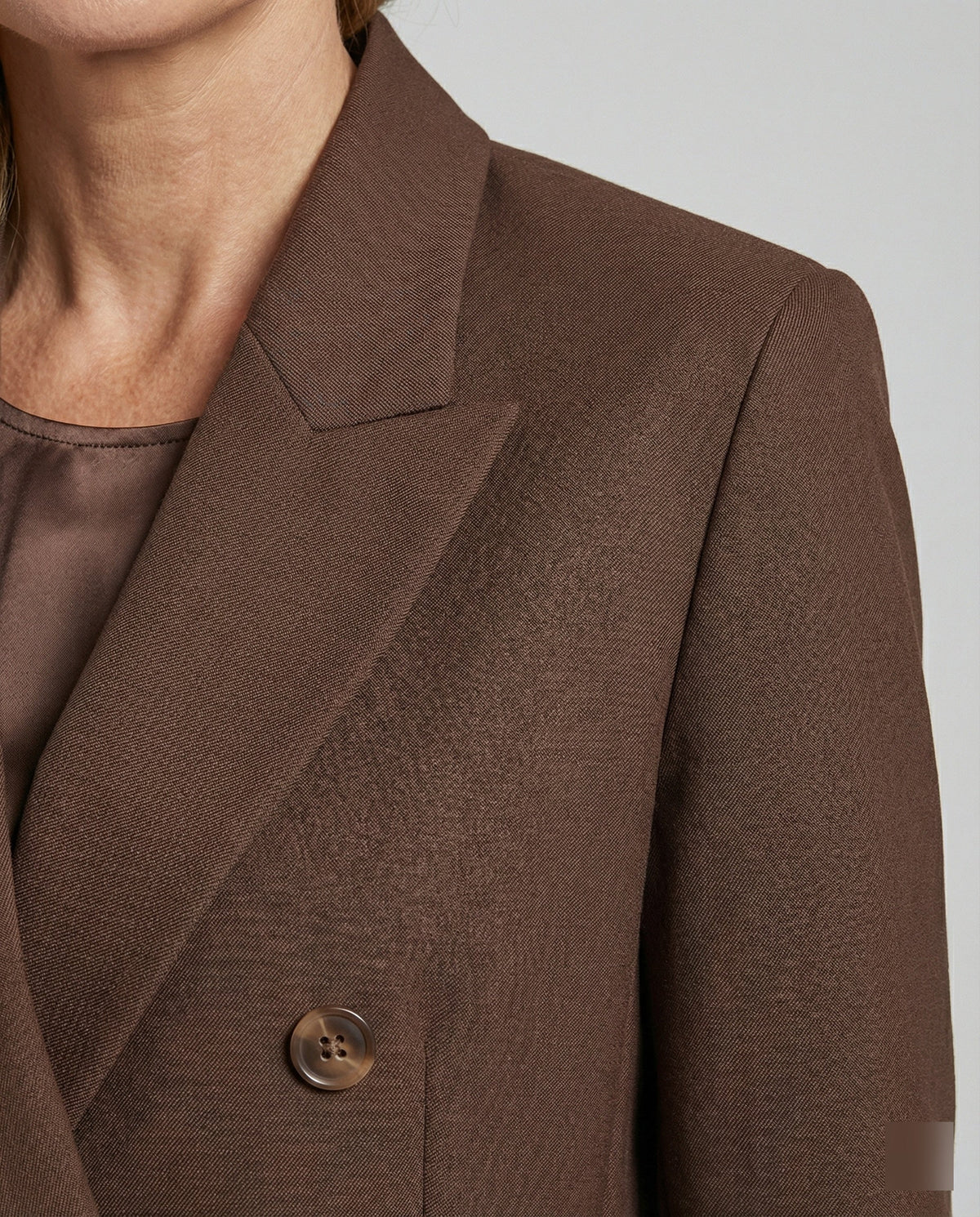 Blazer Dress Double-Breasted Brown Women's – Office, Casual