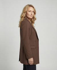 Blazer Dress Double-Breasted Brown Women's – Office, Casual