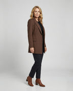 Blazer Dress Double-Breasted Brown Women's – Office, Casual