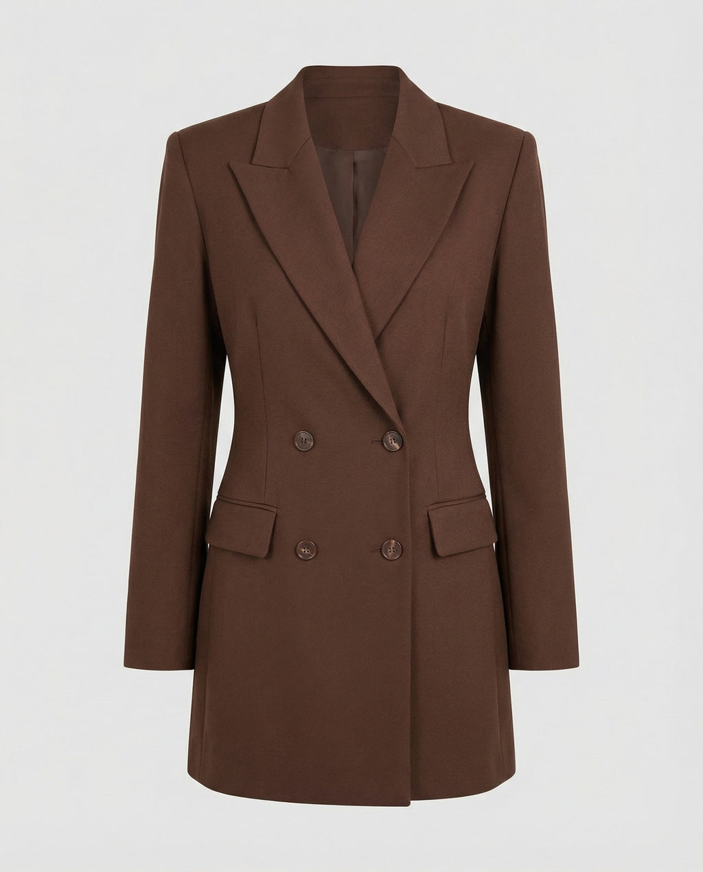 Blazer Dress Double-Breasted Brown Women's – Office, Casual