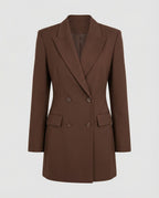 Blazer Dress Double-Breasted Brown Women's – Office, Casual