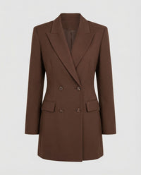 Blazer Dress Double-Breasted Brown Women's – Office, Casual