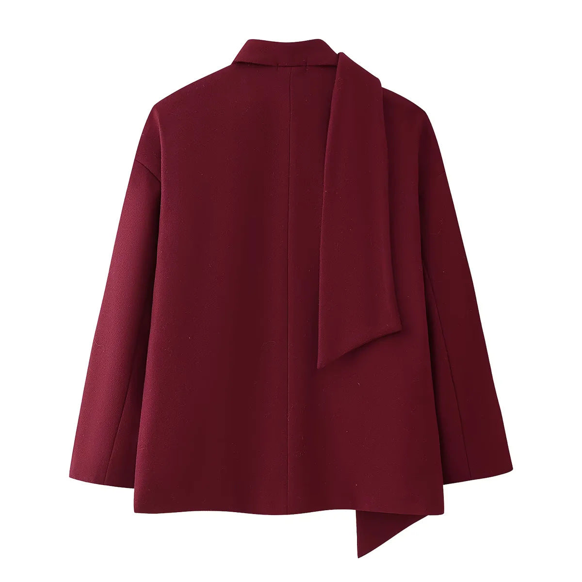 Burgundy Blazer Jacket Women's with Detachable Scarf – Office, Casual
