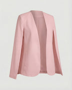 Cape Blazer Women's White Collarless Open-Front Jacket – Office, Evening