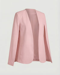 Cape Blazer Women's White Collarless Open-Front Jacket – Office, Evening