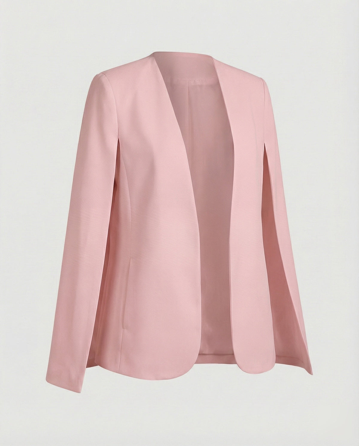 Cape Blazer Women's White Collarless Open-Front Jacket – Office, Evening
