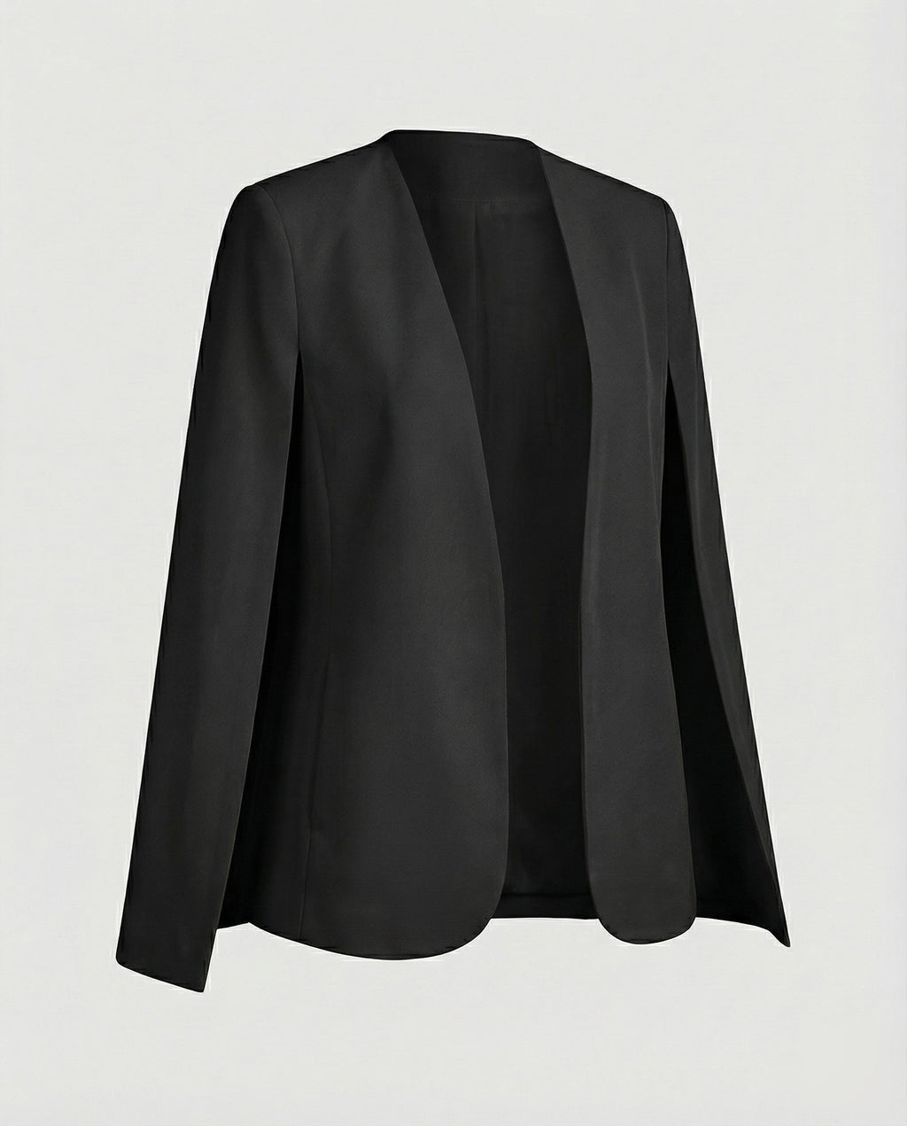 Cape Blazer Women's White Collarless Open-Front Jacket – Office, Evening
