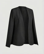 Cape Blazer Women's White Collarless Open-Front Jacket – Office, Evening