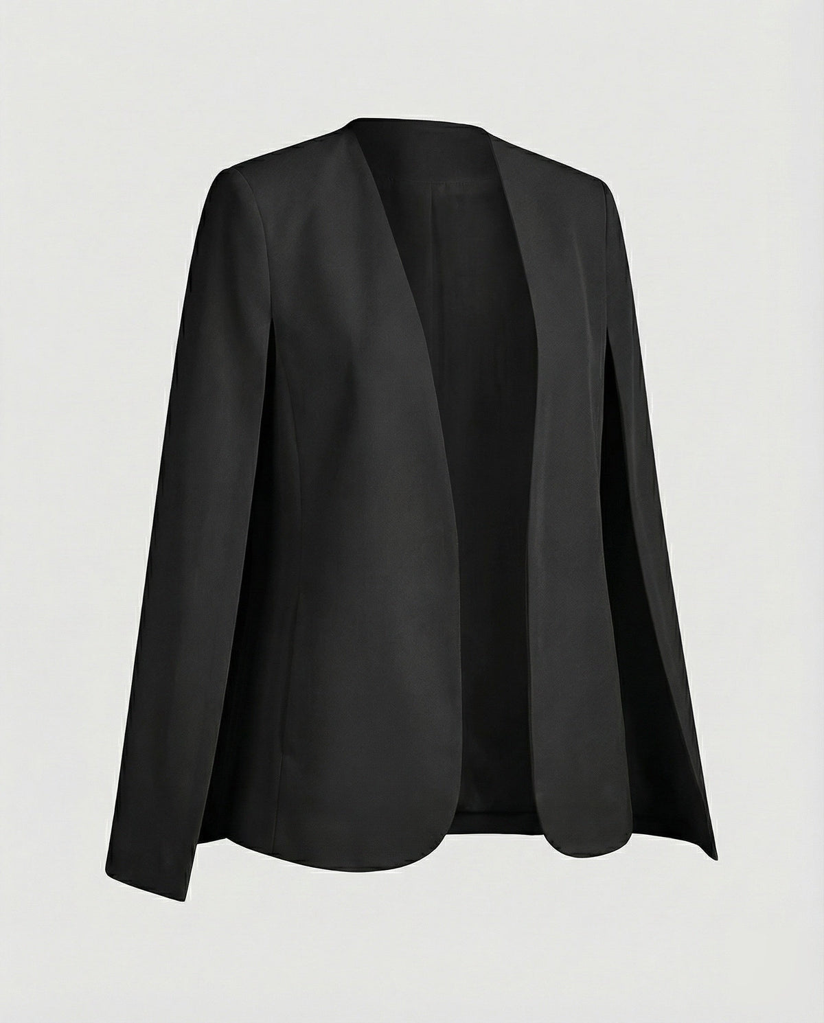 Cape Blazer Women's White Collarless Open-Front Jacket – Office, Evening