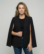 Cape Blazer Women's White Collarless Open-Front Jacket – Office, Evening