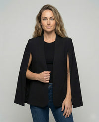Cape Blazer Women's White Collarless Open-Front Jacket – Office, Evening