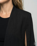 Cape Blazer Women's White Collarless Open-Front Jacket – Office, Evening