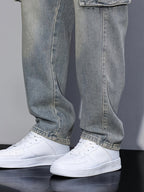 Cargo Jeans Men's Relaxed Fit Multi-Pocket Denim Pants – Casual, Streetwear