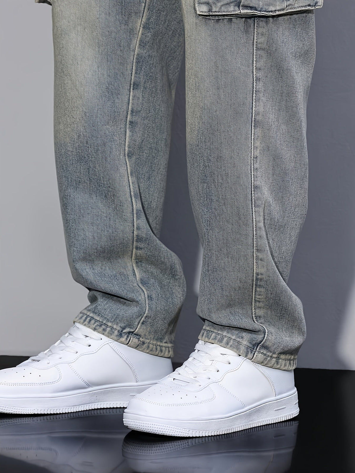 Cargo Jeans Men's Relaxed Fit Multi-Pocket Denim Pants – Casual, Streetwear
