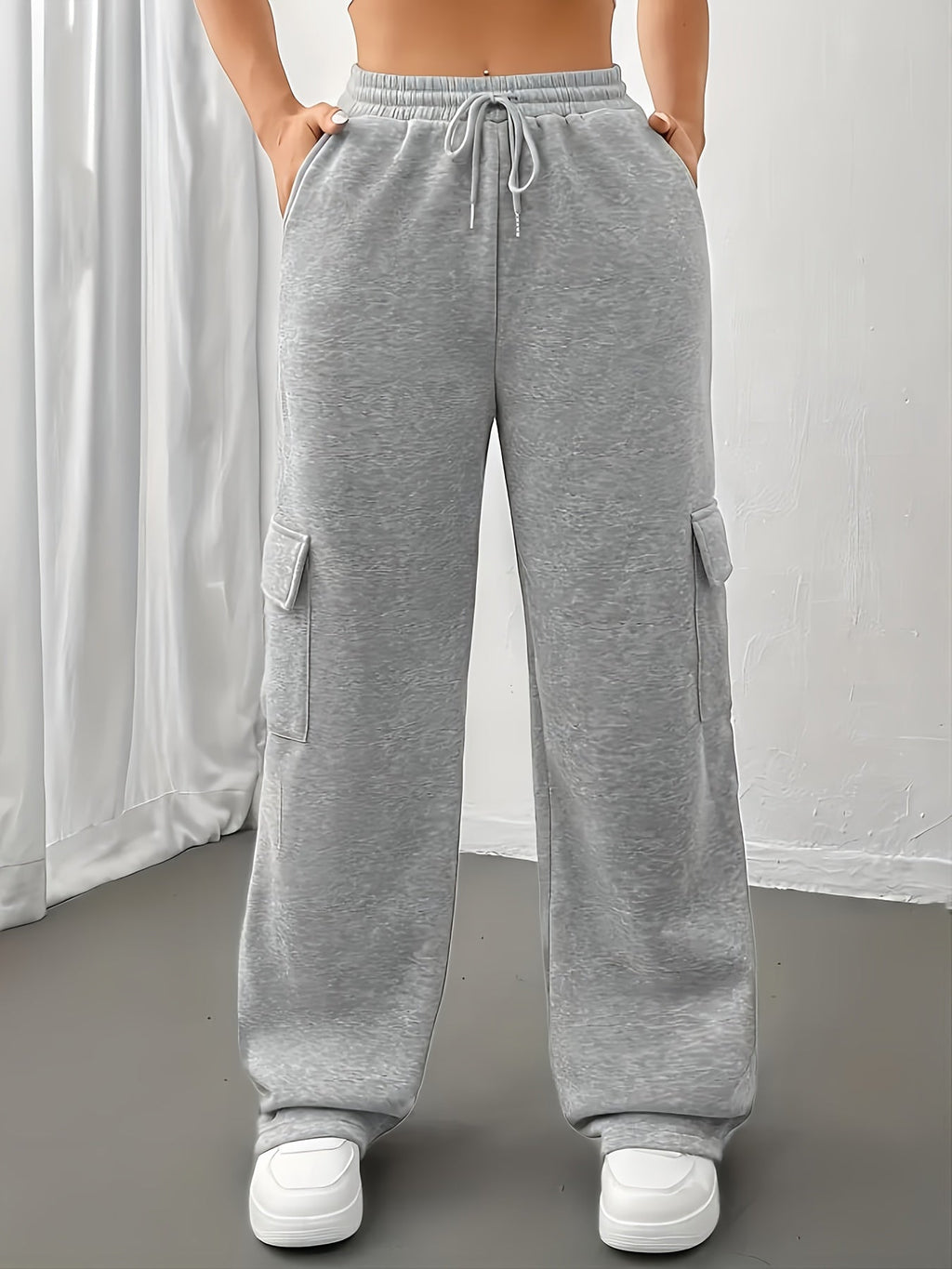 Cargo Joggers Grey Wide Leg Women's – Casual, Office