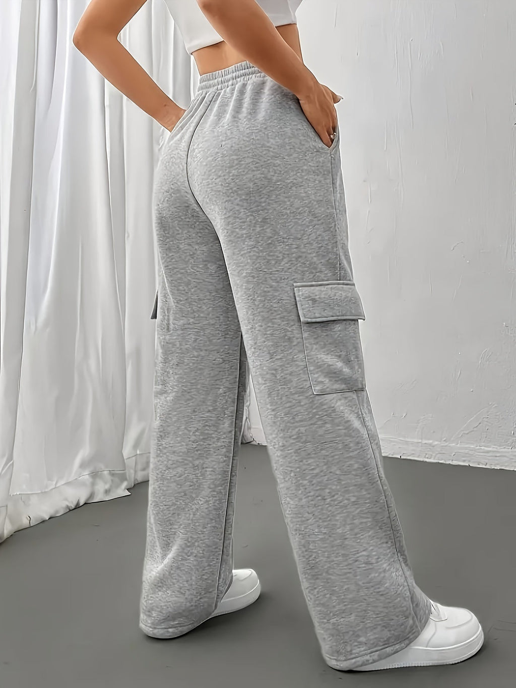 Cargo Joggers Grey Wide Leg Women's – Casual, Office