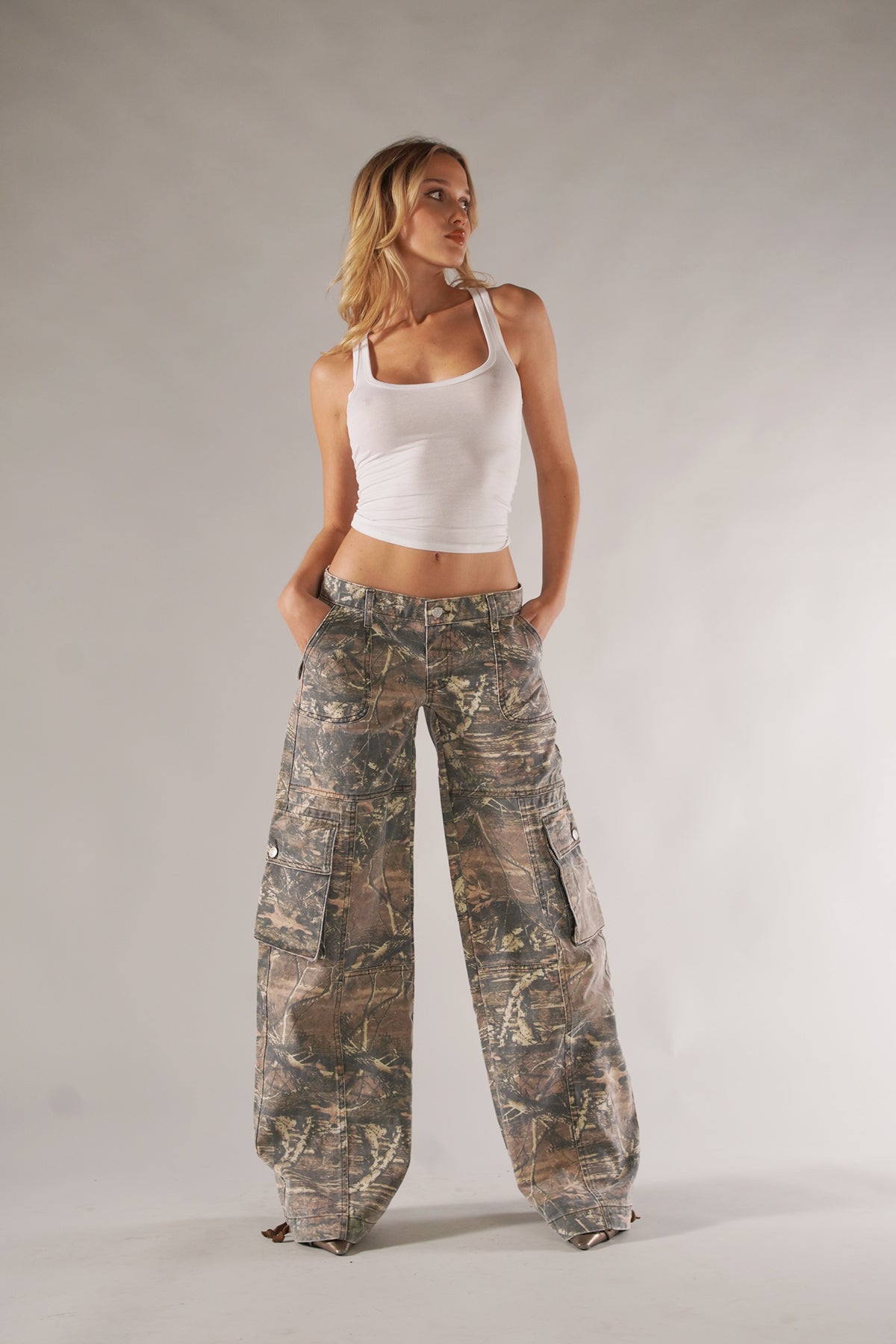 Cargo Pants Women's Camouflage Print Wide Leg – Casual, Streetwear