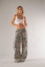 Cargo Pants Women's Camouflage Print Wide Leg – Casual, Streetwear