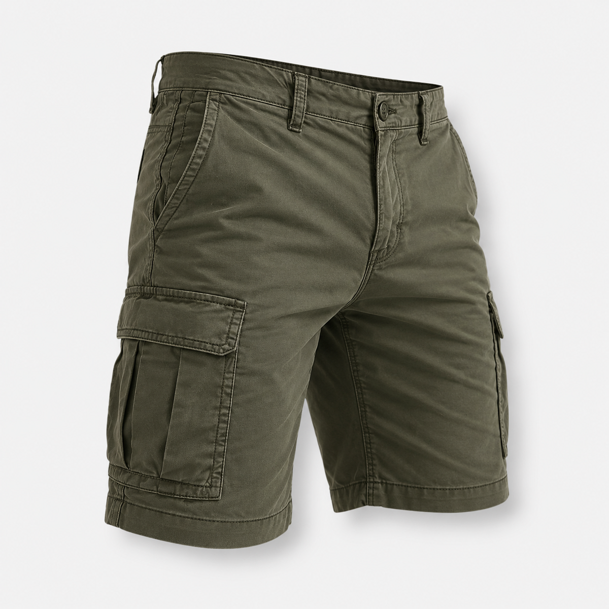 Cargo Shorts Men's Cotton Knee-Length Beige – Casual, Everyday Wear