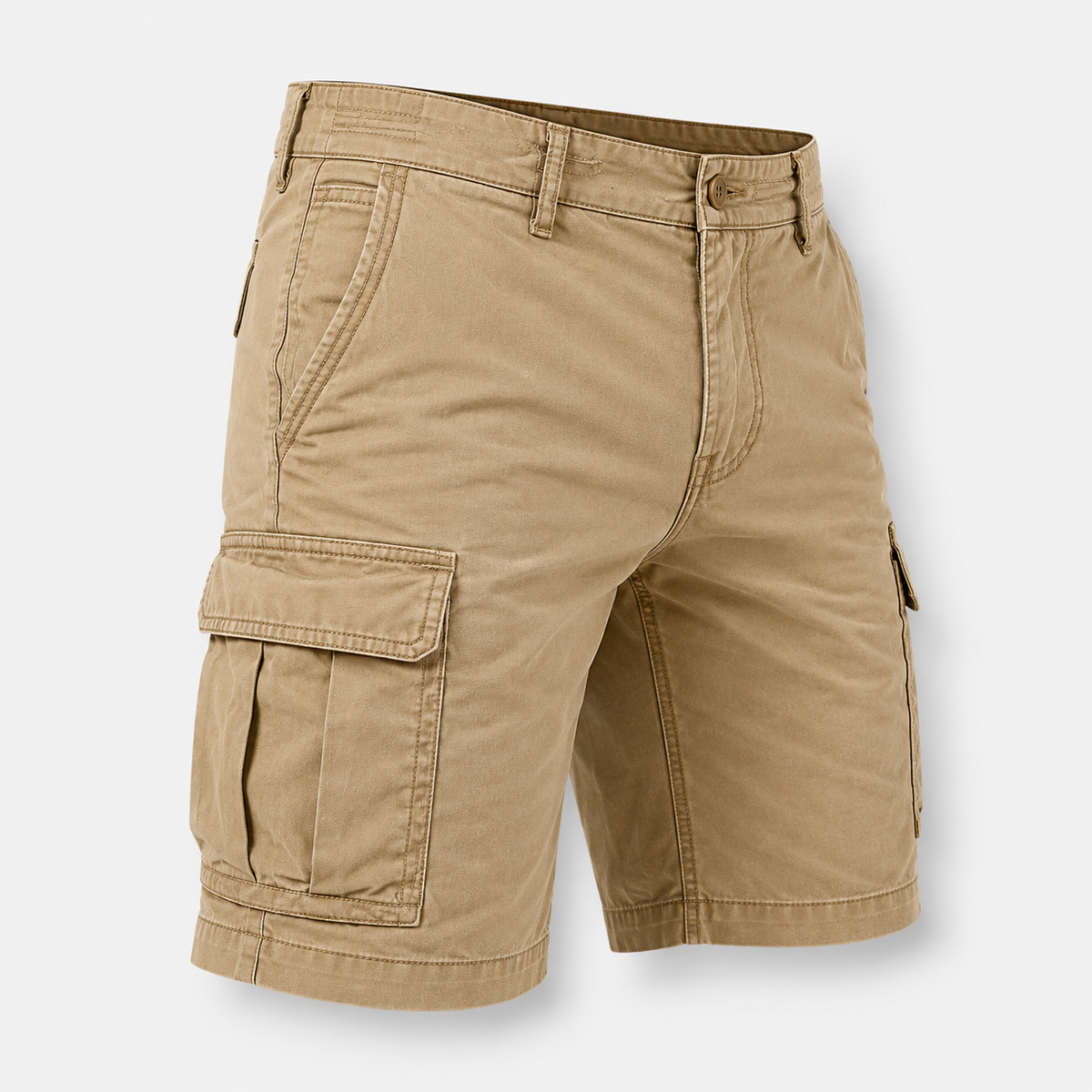 Cargo Shorts Men's Cotton Knee-Length Beige – Casual, Everyday Wear