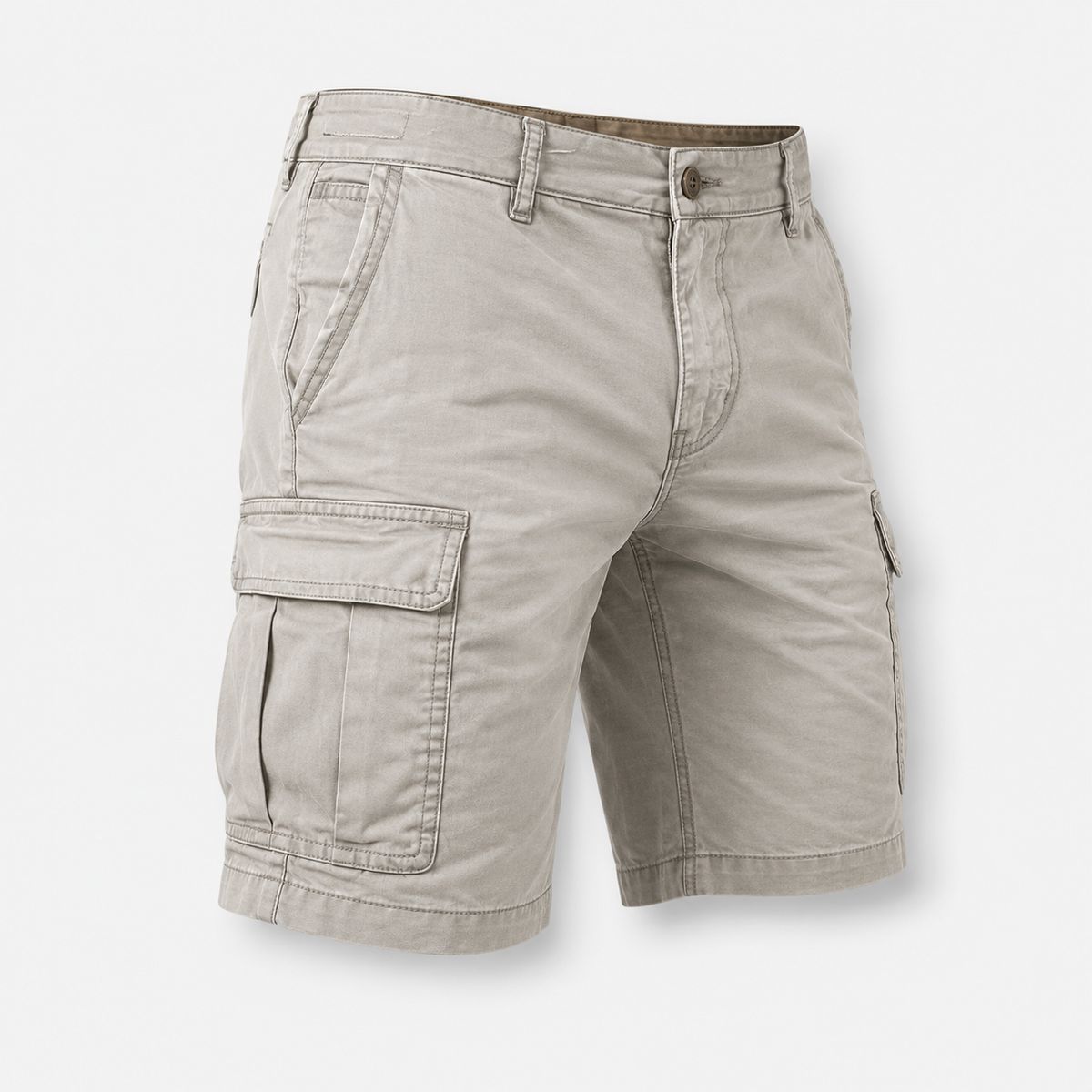 Cargo Shorts Men's Cotton Knee-Length Beige – Casual, Everyday Wear