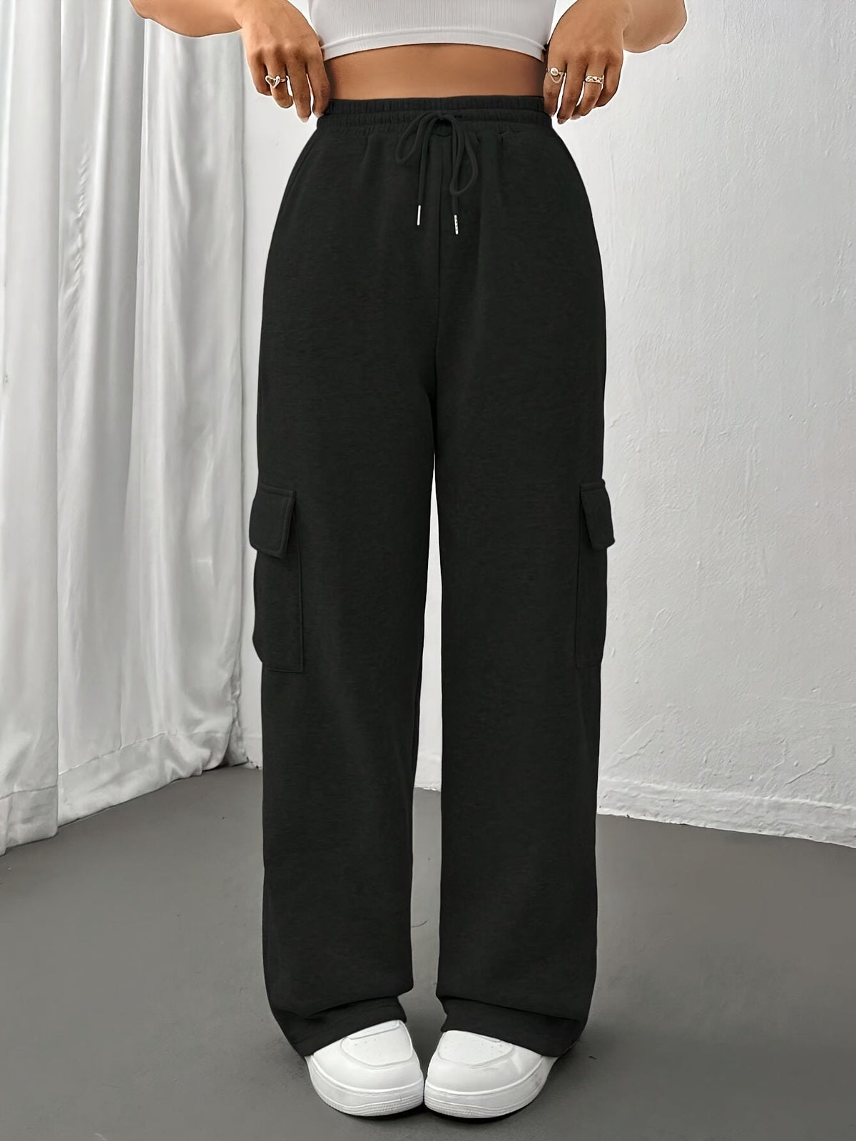 Cargo Sweatpants Women's Grey Relaxed Fit with Drawstring – Casual, Loungewear