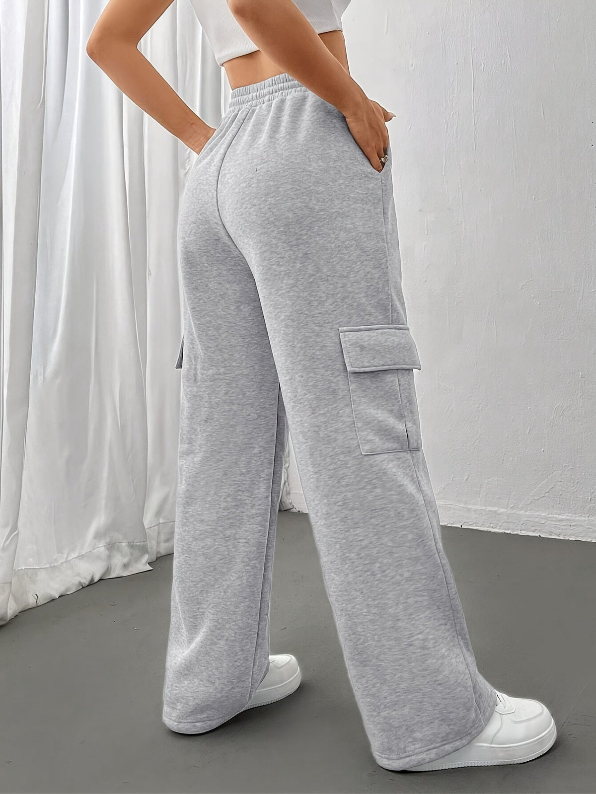 Cargo Sweatpants Women's Grey Relaxed Fit with Drawstring – Casual, Loungewear