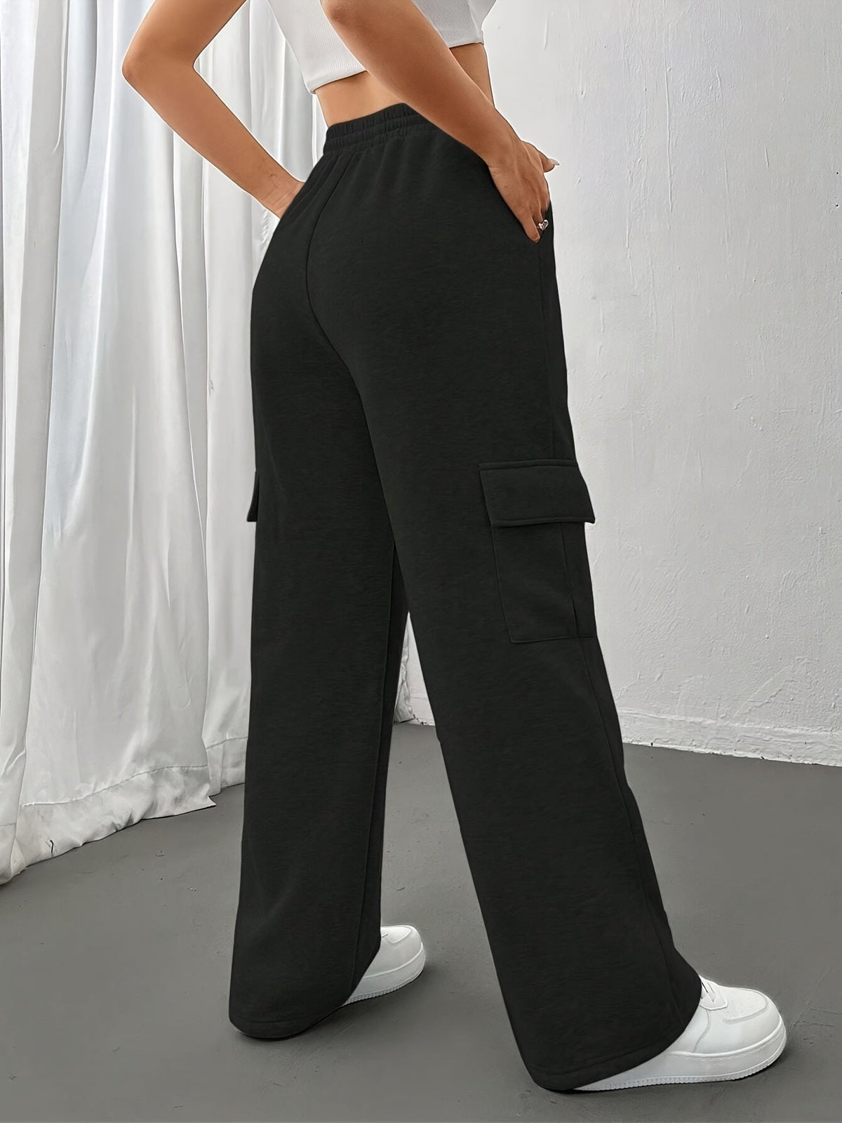 Cargo Sweatpants Women's Grey Relaxed Fit with Drawstring – Casual, Loungewear