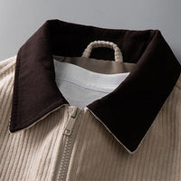 Black Corduroy Full-Zip Jacket Men's – Casual, Office