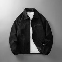 Black Corduroy Full-Zip Jacket Men's – Casual, Office