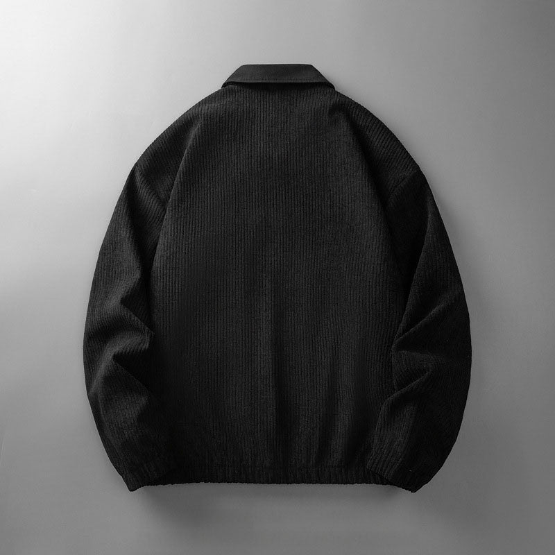 Black Corduroy Full-Zip Jacket Men's – Casual, Office