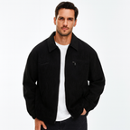 Black Corduroy Full-Zip Jacket Men's – Casual, Office