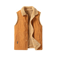 Corduroy Vest Men's Sherpa Fleece-Lined – Casual Layering, Winter Warmth