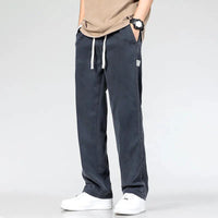 Men's Green Cotton Denim Trousers with Drawstring – Casual, Office
