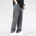 Men's Green Cotton Denim Trousers with Drawstring – Casual, Office