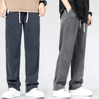 Men's Green Cotton Denim Trousers with Drawstring – Casual, Office