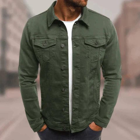 Cotton Trucker Jacket Men's Green – Casual, Office