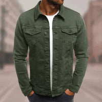 Cotton Trucker Jacket Men's Green – Casual, Office