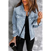 Denim Jacket Women's Distressed Green – Casual, Office