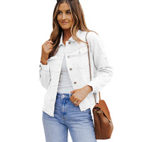 Denim Jacket Women's Distressed Green – Casual, Office