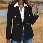 Double-Breasted Blazer Women's White Tailored Long Sleeve – Office, Casual