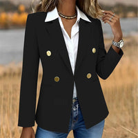 Double-Breasted Blazer Women's White Tailored Long Sleeve – Office, Casual