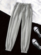 Gray Drawstring Joggers Women's Relaxed Fit Sweatpants with Pockets – Casual, Loungewear