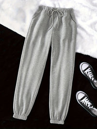 Gray Drawstring Joggers Women's Relaxed Fit Sweatpants with Pockets – Casual, Loungewear