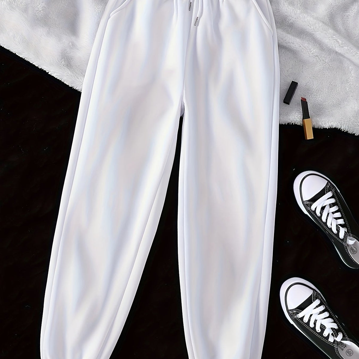 Gray Drawstring Joggers Women's Relaxed Fit Sweatpants with Pockets – Casual, Loungewear