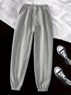 Gray Drawstring Joggers Women's Relaxed Fit Sweatpants with Pockets – Casual, Loungewear