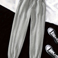 Gray Drawstring Joggers Women's Relaxed Fit Sweatpants with Pockets – Casual, Loungewear