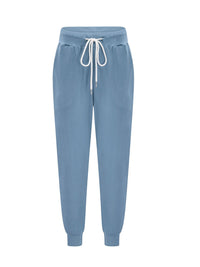 Women's Tapered Drawstring Joggers with Pockets, Yellow – Casual, Loungewear