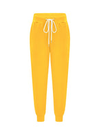 Women's Tapered Drawstring Joggers with Pockets, Yellow – Casual, Loungewear